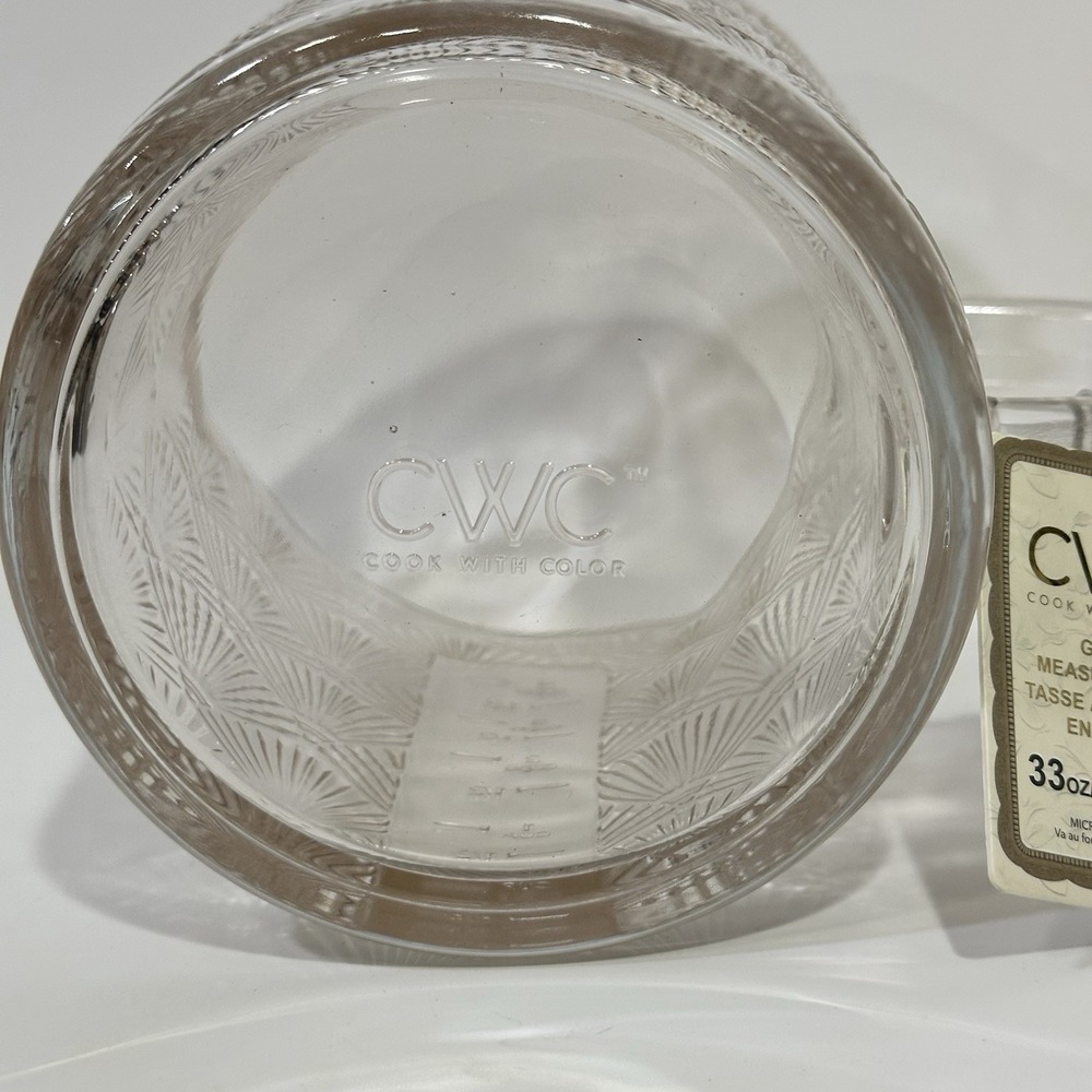 CWC Glass Measuring Cup 33oz ~ 4 Cups PINK Seashell Design NEW Microwaveable - Picture 7 of 7